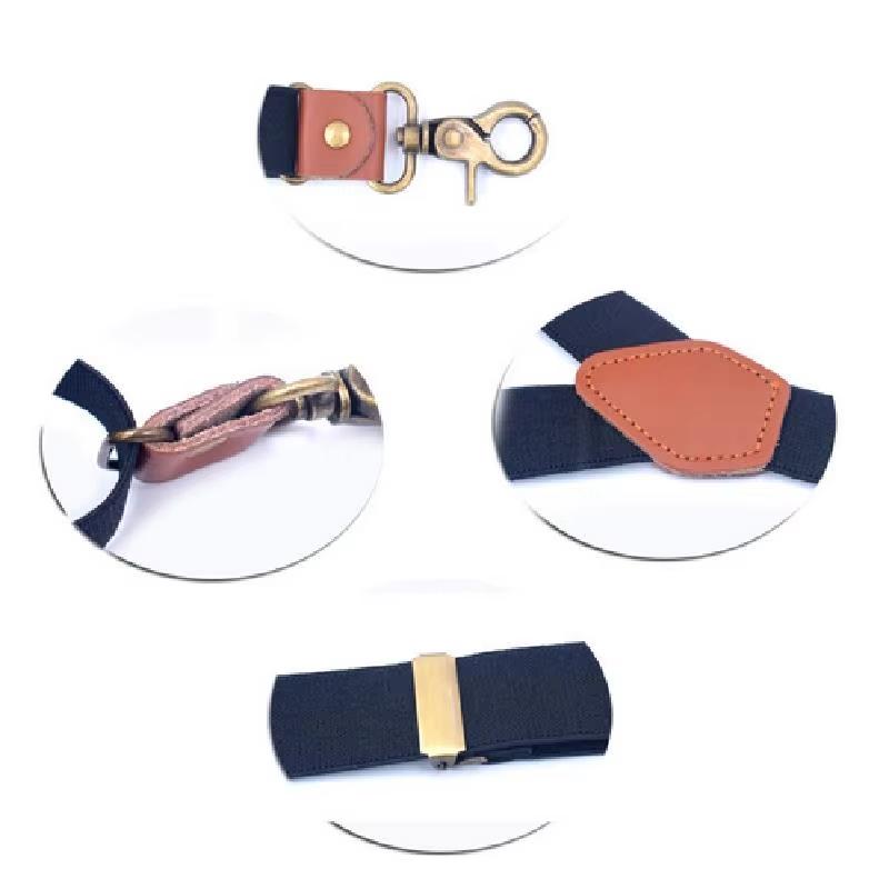 Vintage Suspenders for Men Work Heavy Duty Big Tall 3.5cm Wide X-Shape 4 Bronze Snap Hooks Adjustable Elastic Trouser Braces