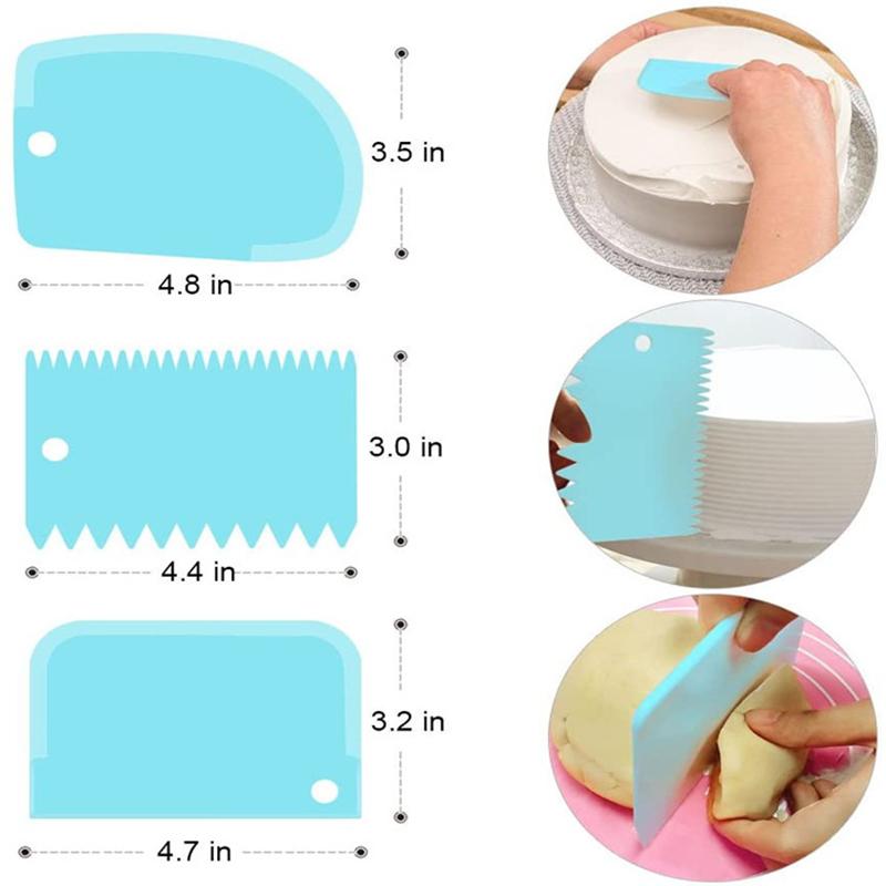 Fondant 3Pcs/set Icing Cake Scraper Plastic Pastry Decoration Tools Dough Baking