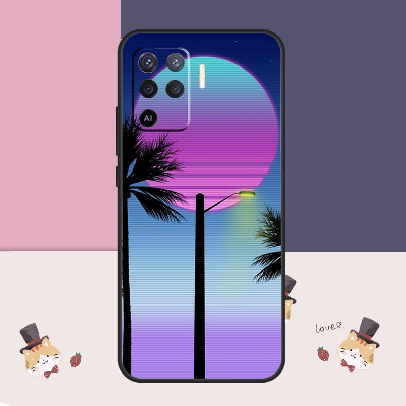 Retrowave Neon Palms Tree Case For OPPO A78 A98 A58 A18 A96 A76 A16 A17 A77 A15 A5 A9 A74 A94 A52 A72 A53S A54S A57S