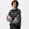 Sasanroro * Full Wool Contrasting Color Fair Island Expensive Pulled Fluffy Soft Loose Pullover Long-sleeved Sweater