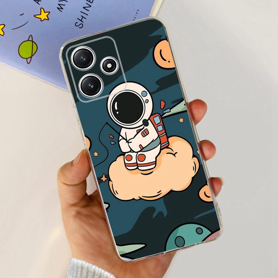 Cute Flower Cat Painted Case For Xiaomi Redmi 12 5G 2023 Soft Silicone TPU Back Cover For Redmi12 5G Global Phone Bumper