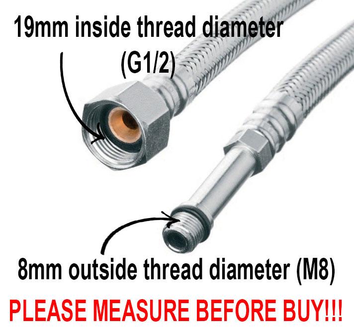 Flexibler Stahlgeflecht-Schlauch M8X1/2  Länge 20 cm