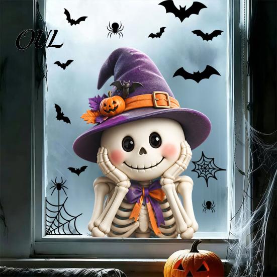 Decorative Window Film Halloween Ghost Glass Sticker, Cartoon Static Cling for Decals Parties, Waterproof Decoration Decal Home Office Seasonal Party