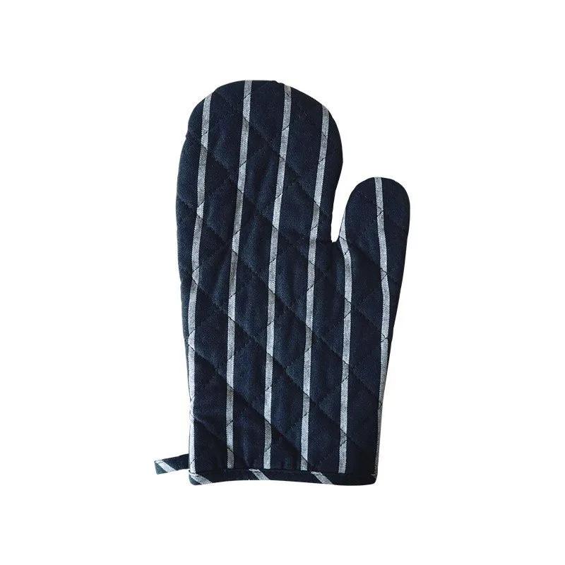 1Pc Striped Cotton Microwave Oven Gloves Insulation Pad Table Mat Sleeve Set Heat Resistant Mitts Baking Cooking Tool