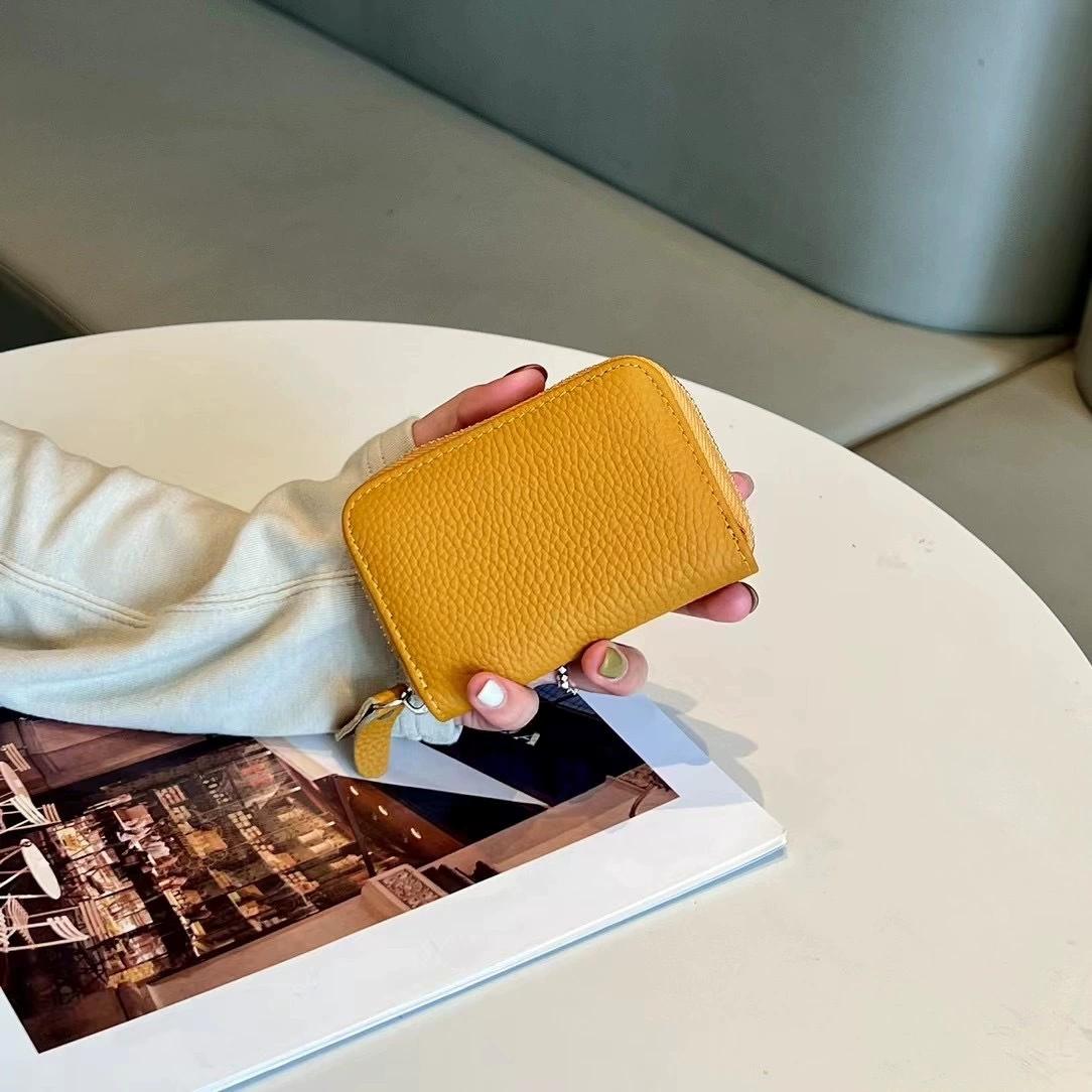 

Держатель для карт из натуральной кожи, первый слой коровьей кожи, кошельки для монет для женщин, натуральная кожа, органайзер для ID, кредитных, визитных карт, 11 слотов жёлтый