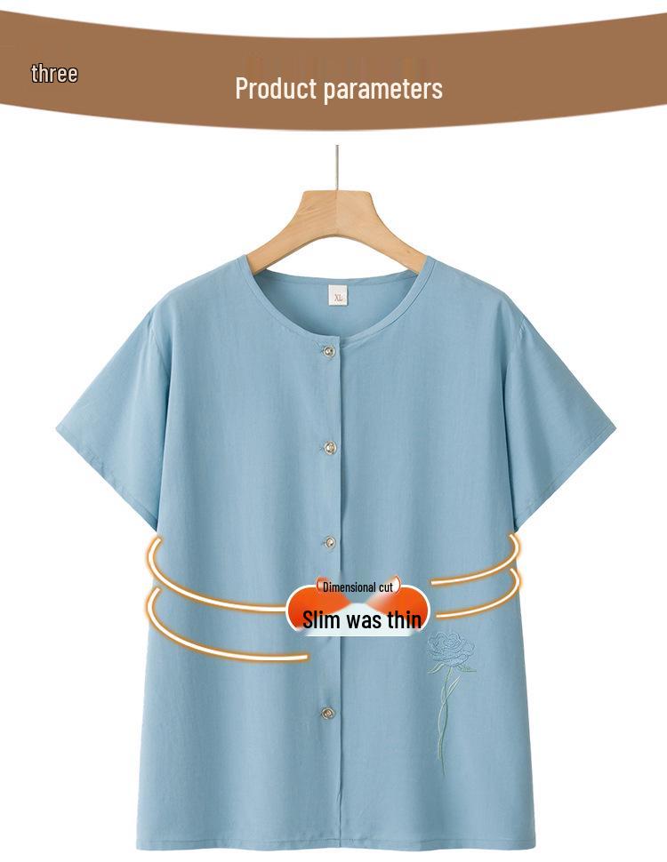 Granny Short Sleeve Summer Suit - Casual Two-Piece Set for Middle-Aged & Elderly Women