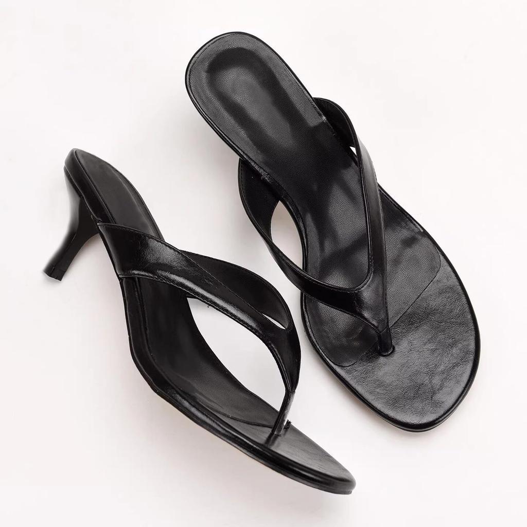 Minimalist Toe Thong Sandals for Women Summer Outdoor Wear Kitten Heel Slip On Open Toe Casual Slippers