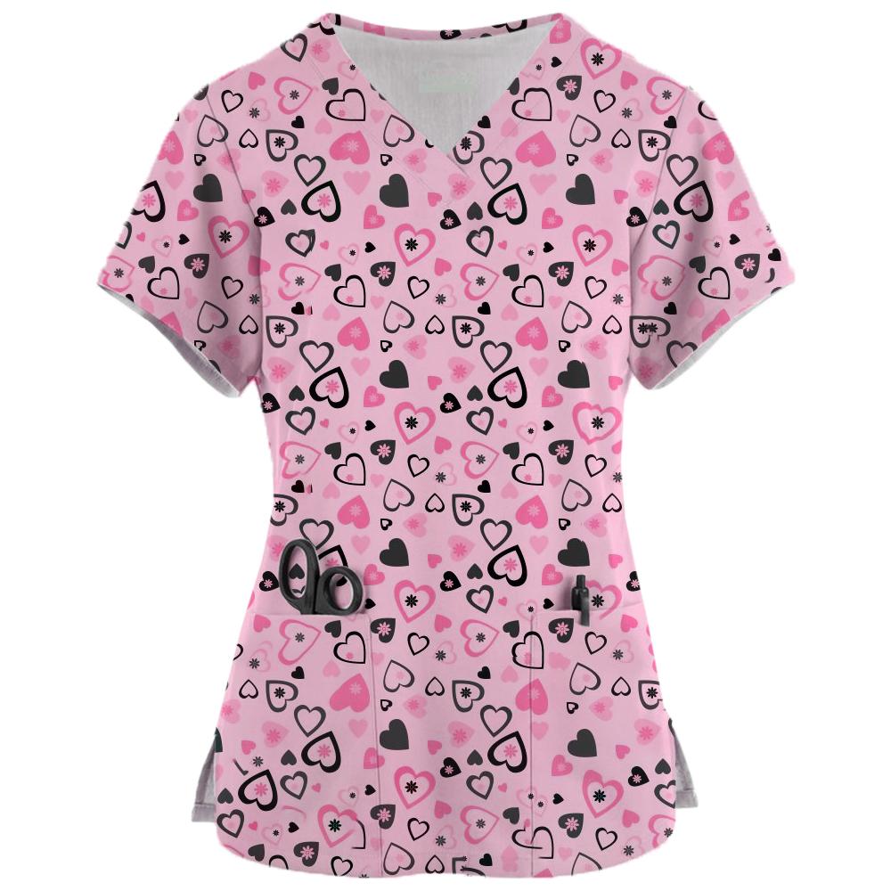 Φορέματα Σπα με Κινούμενα Σχέδια Μπλούζες Ομορφιάς και Υγείας Επαγγελματική Στολή Κομμωτηρίου Γυναικεία Μπλουζάκια