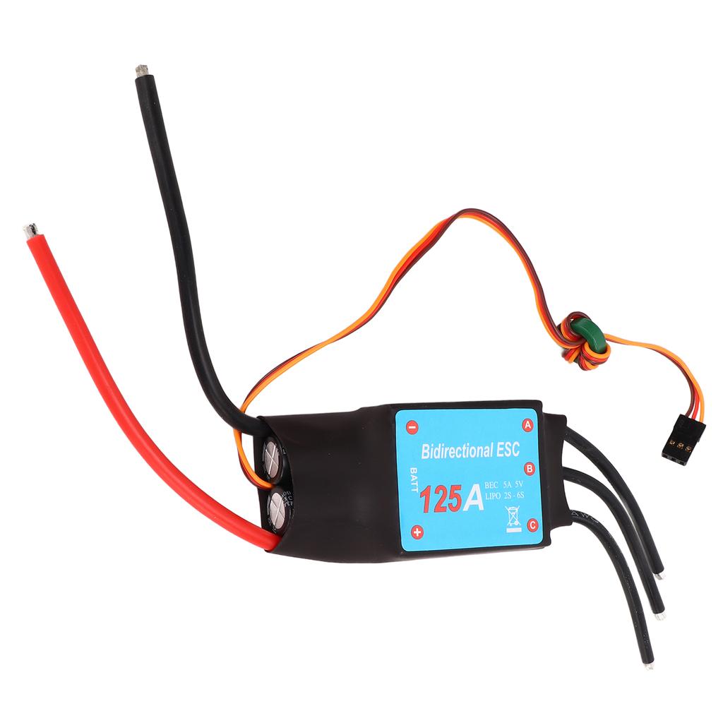Brushless ESC Black 125A Brushless ESC RC Boat Two Way Water Cooled ESC for RC Boats Underwater