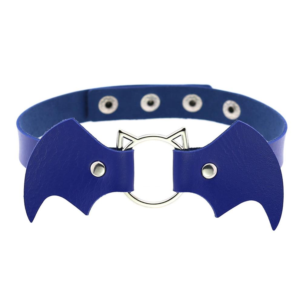 DIEZI Vintage Punk Gothic Harajuku Cosplay Black White PU Leather Bat Choker Necklace For Women Men Statement Necklaces Jewelry