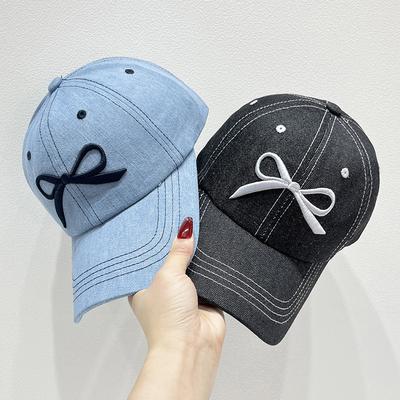 New Korean Bow Baseball Cap Women Y2K Pink Bows Embroidered Snapback Hat Summer Adjustable Soft Top Peaked Fashion Caps Gorras