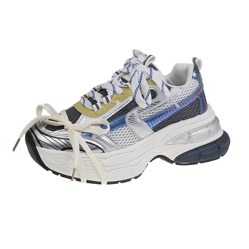 

Парижский ретро жареный стрит показывает маленькие ножки и увеличивает рост толстоподошвенные женские новые осенние легкие кроссовки 40 жёлтый