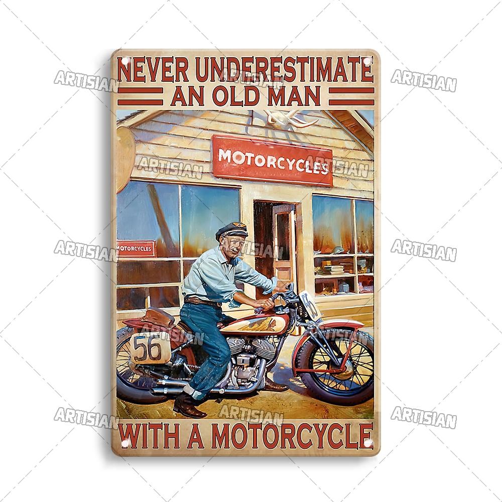 Artisian Riding Metal Plate Motorcycle Tin Sign Motorbike Decorative Poster Wall Decor Garage Bar Pub Club Hotel Cafe Kitchen