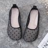 Summer sandals women's single shoes soft sole breathable lace shallow mouth versatile women's shoes comfortable flat bottom casual mother shoes mesh