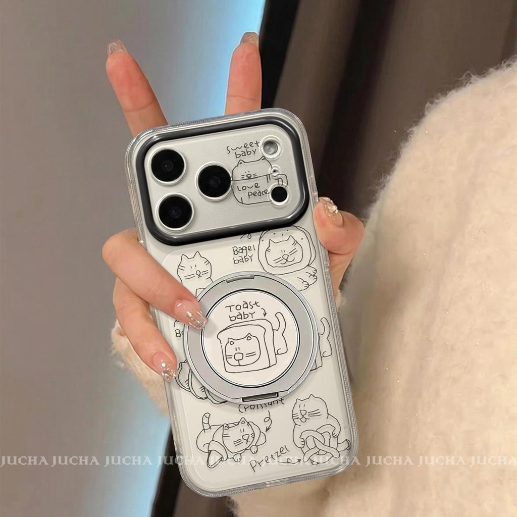 Applicable to Apple 17Pro mobile phone case, high sense fashion trend iphone16 cartoon anti-drop 15 line cat