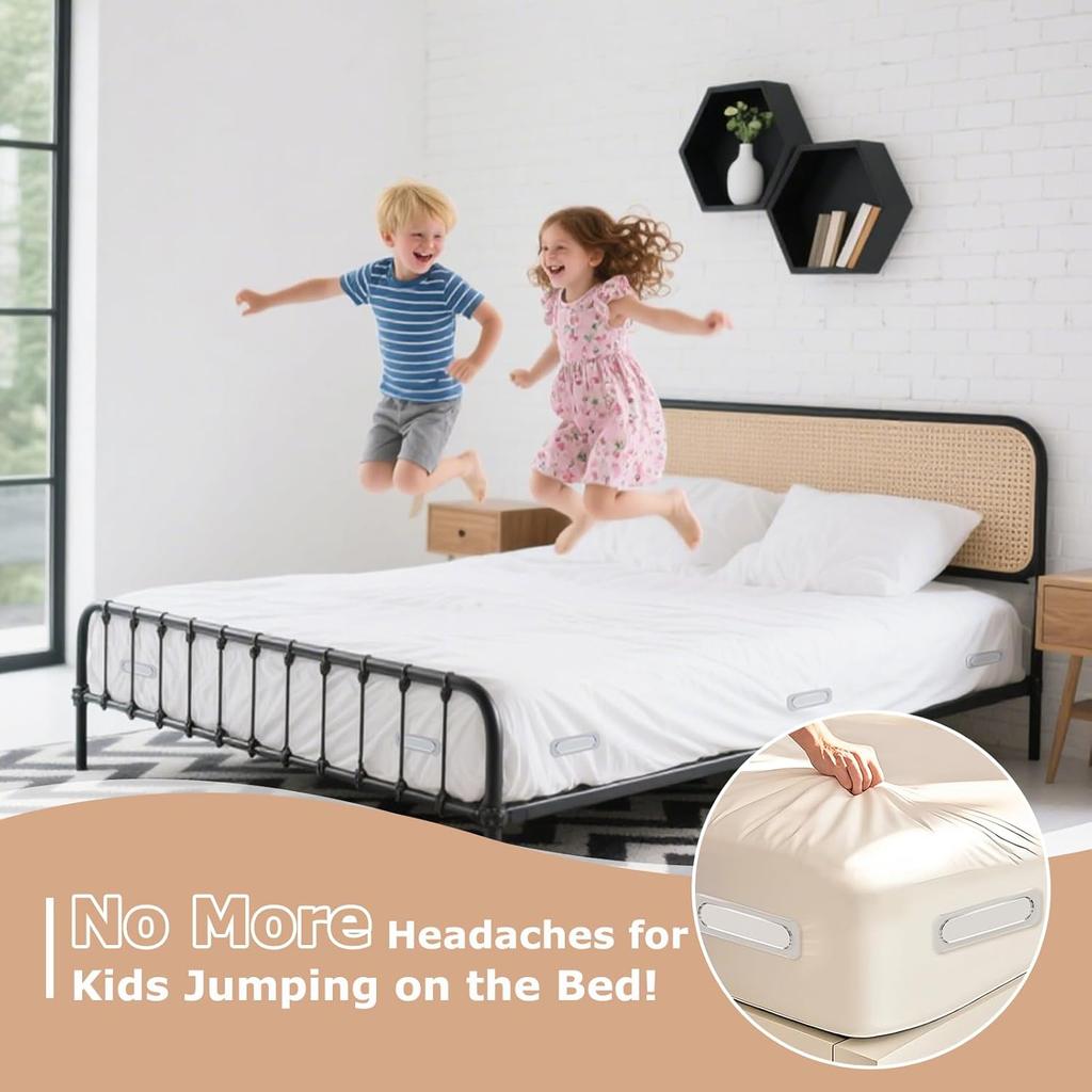 Patented Lock Sheet Holders 8Pcs, Bed Sheet Holders Keep Sheets Firm & Tight, Fitted Sheet Holder for Corners, Heavy-Duty Bed Sheet Locks, No More