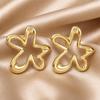 Elegant Gold Flower Stud Earrings - Retro Niche Design for a Luxurious Feel