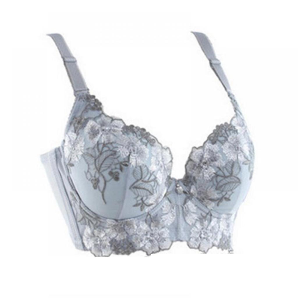 Women's Seamless Soft Support Bra Embroidered Floral Design Full Coverage Underwire Bra with Extended Side Wings for Enhanced Lift and Comfort
