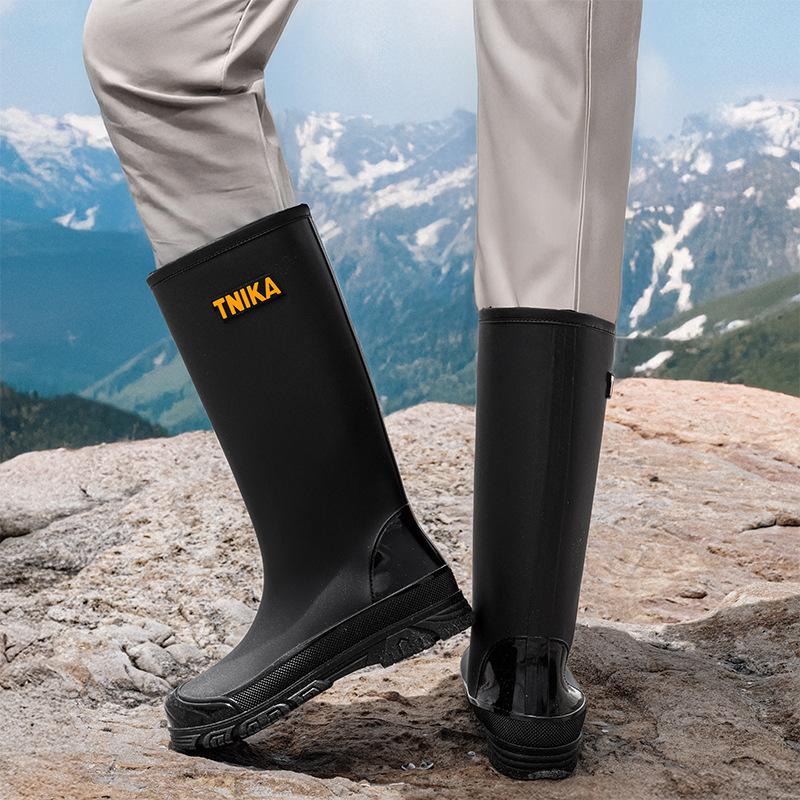 Mountain men's high tube rain shoes German all-round anti-beam of light wading shoes extra high rubber shoes non-slip trend rain boots