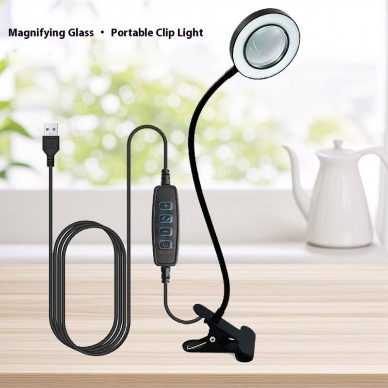 Vergrößerungsleuchte mit einstellbarem LED-Licht 3 Farbtypen 10 Helligkeitsstufen Flexibler Hals zum Lesen Basteln Nägel