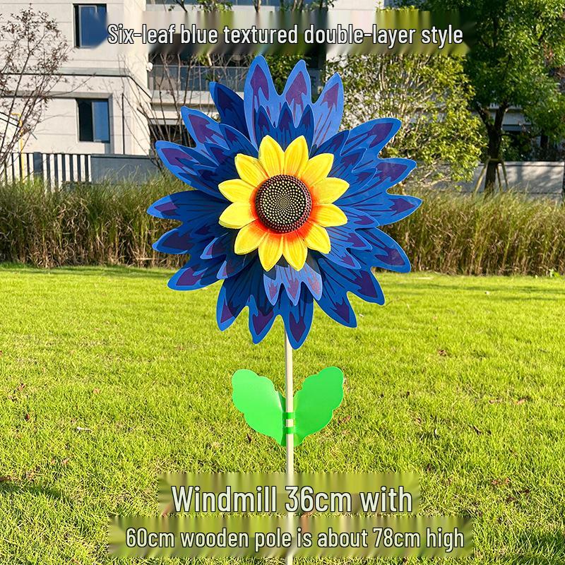 Colorful Sunflower Double-Layer Children's Handheld Pinwheel for Outdoor Decoration
