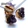 Retro Verstellbarer Offener Band Natürlicher Amethyst Fingerring Schmuckzubehör