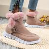 Winter Thermal Insulated Boots Warm Plush Lined Ankle Boots Fluffy Trim Side Zipper Boots Women'S Footwear