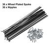 36pcs Bicycle Steel Spokes 14G 263mm Length with Nipples for Most Bicycle Bike