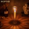 NUPTIO Taper Candle Holders for Centerpiece: Ribbed Hurricane Glass Candlestick Holder - Set of 6 Windproof Fluted Candle Stick Stand for Fall