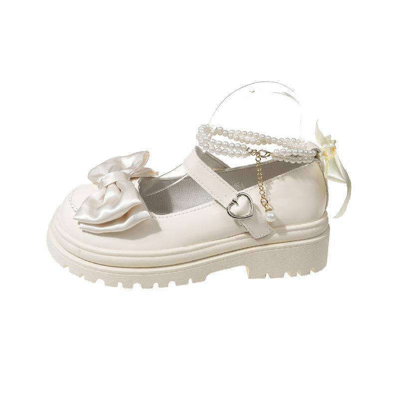 Mary Jane British style small leather shoes women's retro spring and autumn new bow with skirt casual college style shoes
