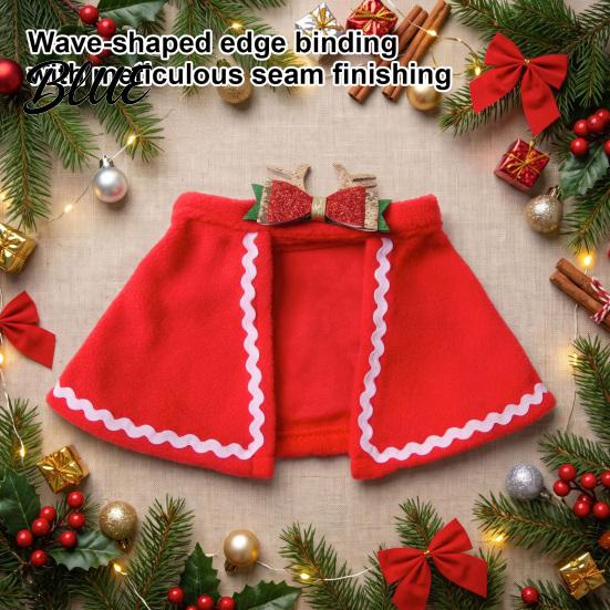 Pet Holiday Apparel Christmas Cape with Bow, Red Cloak for Small Medium Dogs & Cats, Outfit White Wavy Trim, Festive Costume Pets Cat Party Clothes