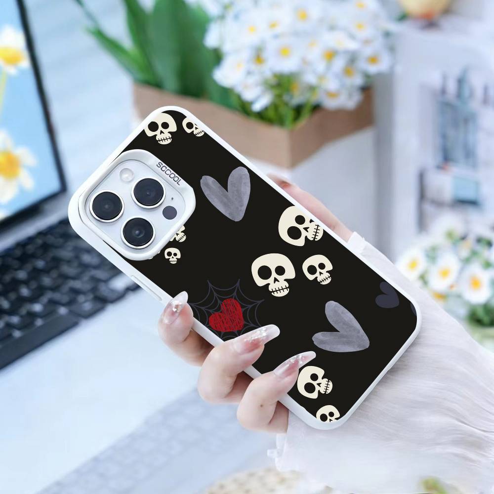 Gothic Dark Sweetheart Phone Case For IPhone 16 17 15 14 12 13 Pro Max Black Color Shockproof Cover