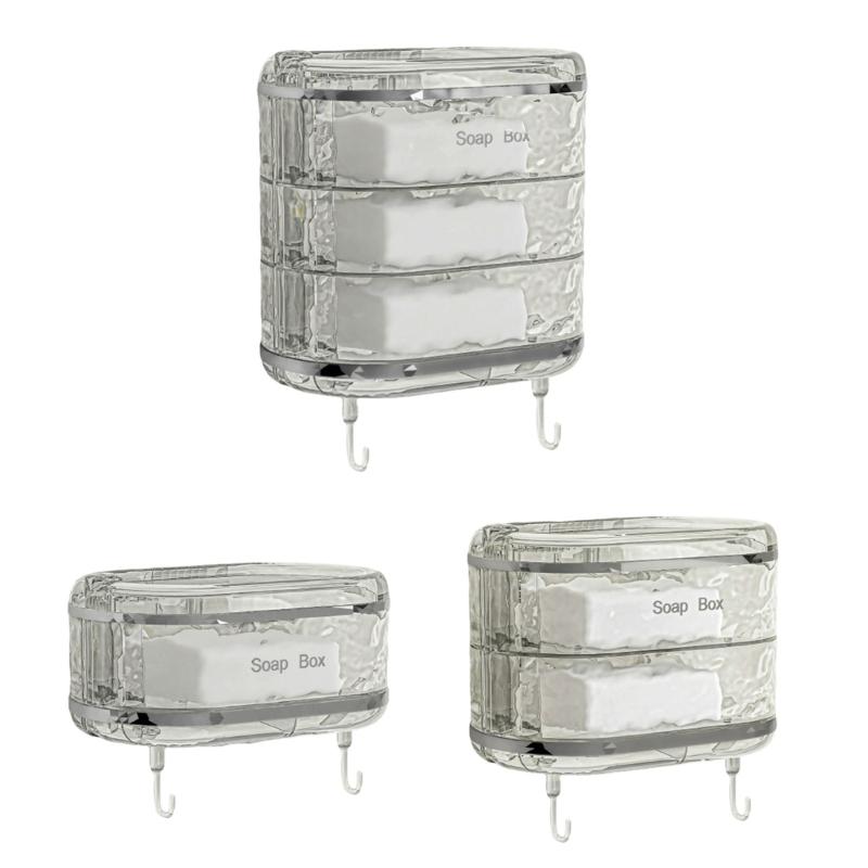 

Soap Dish Soap Holder Box with Removable Tray and Hooks for Apartments Dorms