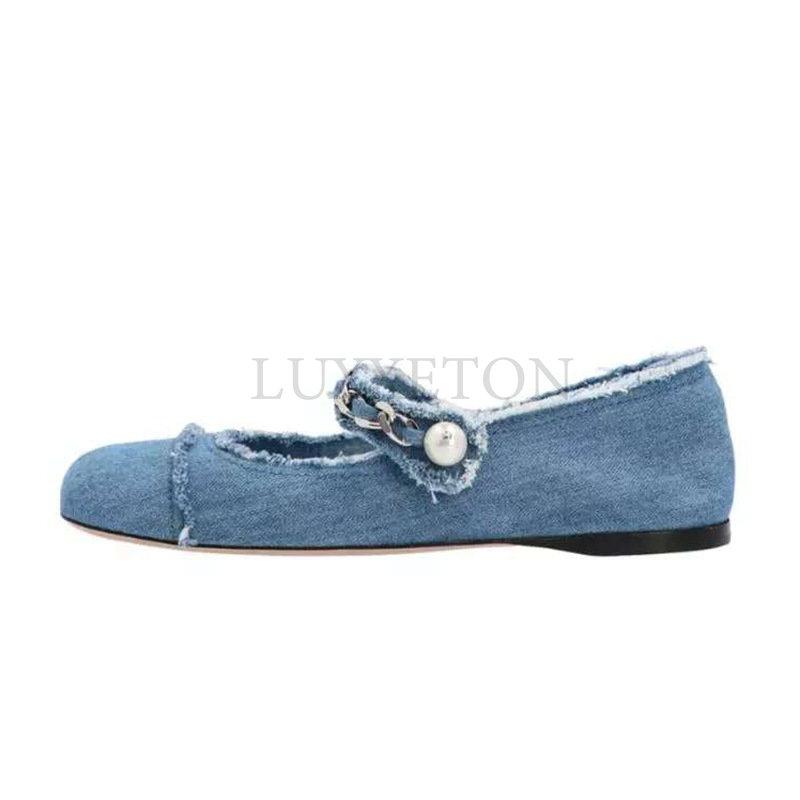 Women's Vintage Chunky High Heels Woman Sandals Back Strap Denim Heels Summer Shoes Designer High Heel Shoes For Women
