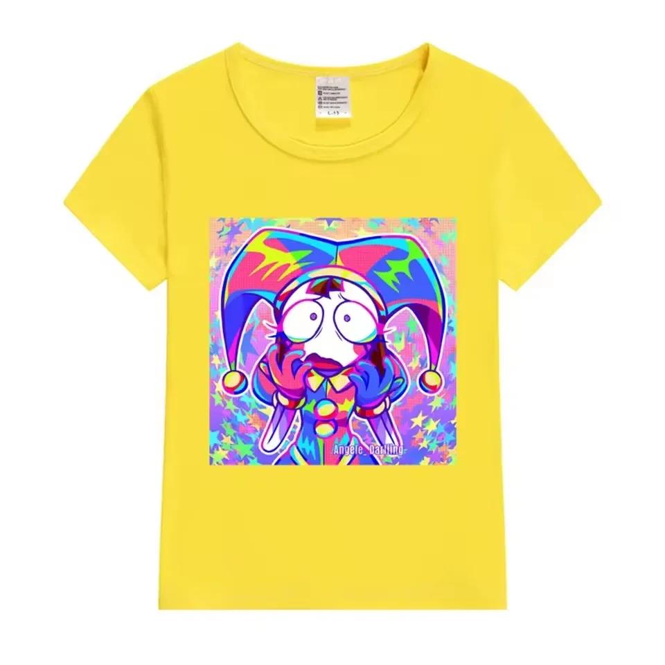 Summer Cotton Children T-Shirts The Amazing Digital Circus Short Sleeve Boy Girl Cartoon Pomni Baby Top Casual Kids Clothes Tees