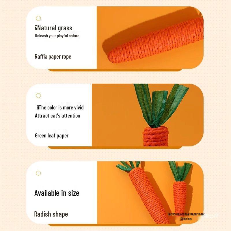 Durable Chewable Cat and Dog Toy: Self-Teasing Carrot Stick for Boredom Relief