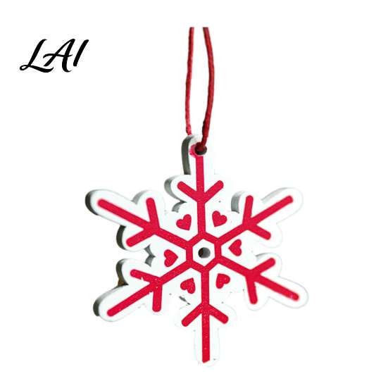 Classic Red White Decorations Christmas Tree Wooden Pendant Vintage Cartoon Ornament with Lanyards Heart Star Shaped Pendants Lightweight