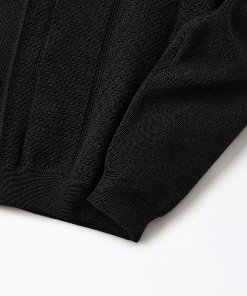 OUTSTANDING Ls Stripe Collar Knit Cardigan_Black