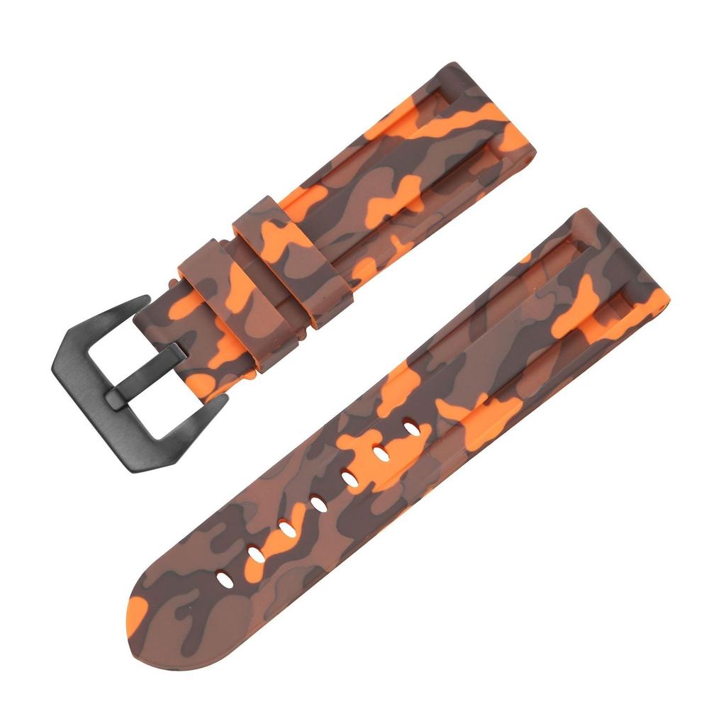 Universal Silicone Watch Band for Panerai - 20mm 22mm 24mm 26mm Soft Rubber Camouflage Sport Big Buckle Durable Strap for PAM Military Smart Watch