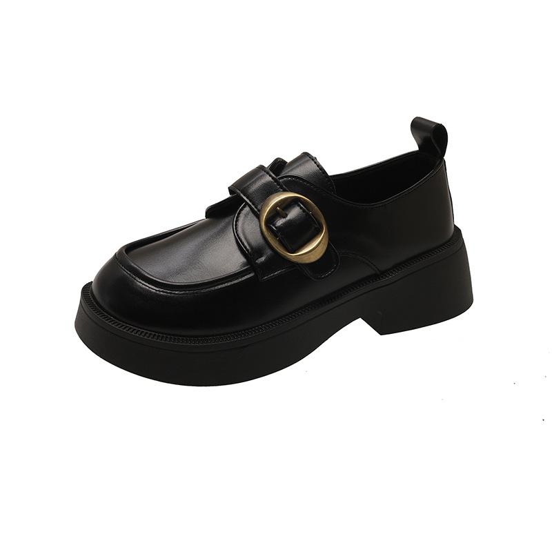 Platform loafers women's 2025 new autumn and winter British style small leather shoes versatile brown single shoes one pedal women's shoes