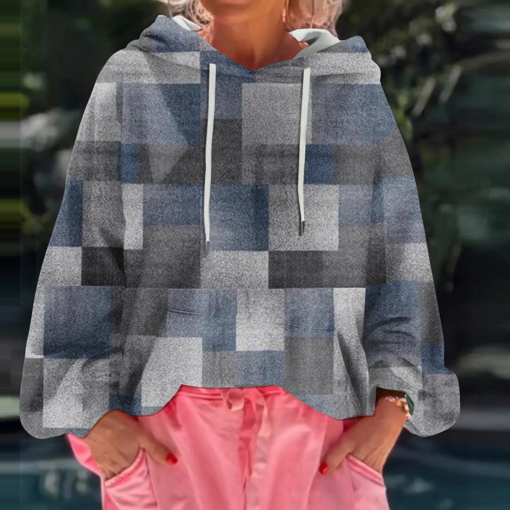 Women's Floral Print Loose Casual Long Sleeved Hooded Sweatshirt