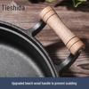 Telssida Cast Iron Frying Pan/Griddle with Wooden Handles