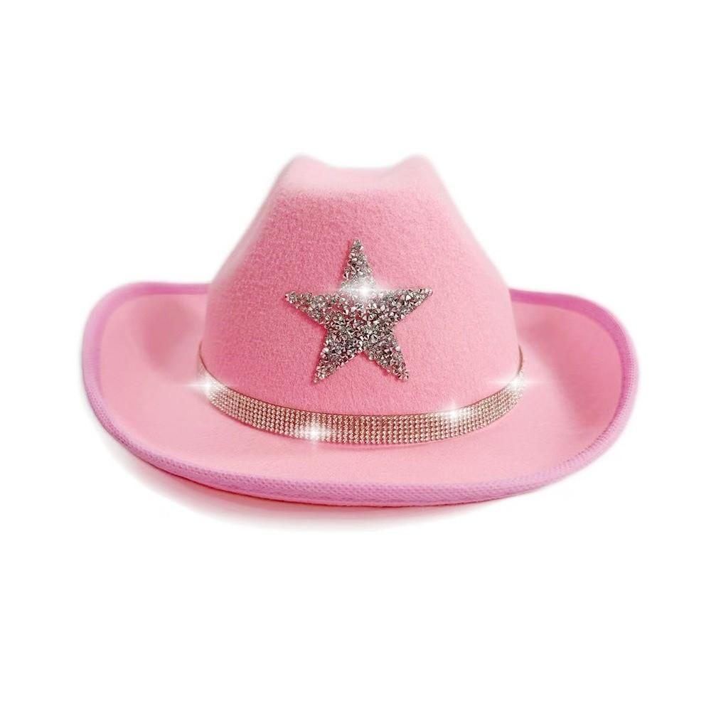 Sparkly Star Western Hat Rhinestone Cowgirl Hat Fashion Jazz Cap  For Dress-Up Party Festival