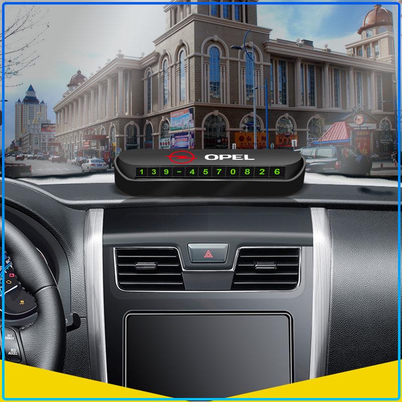 1Pcs Car Temporary Parking Card Phone Number Card Plate Emblem For Opel Astra H G J Insignia Mokka Zafira Corsa Vectra B C D
