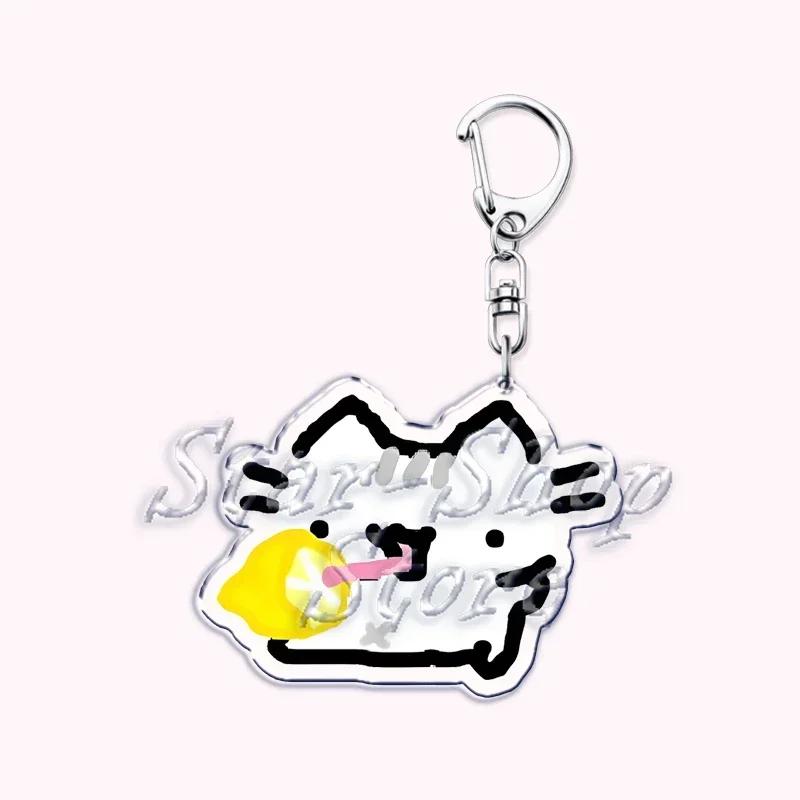 Kawaii Little Cat with Flower Keychains Strawberry Kitten Keyring for Accessories Bag Key Chain Ring Jewelry Fans Friends Gifts