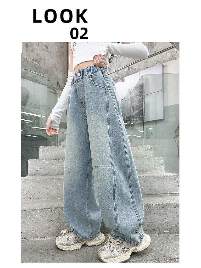 Mädchen Vielseitige Frühling & Herbst 2025 Scimitar Harem Jeans