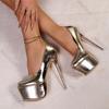 Sexy Thin High Heels 16cm Pumps Women Patent Leather Ladies Shoes Sliver Gold Platform Slip-on Banquet Shallow Heels for Women
