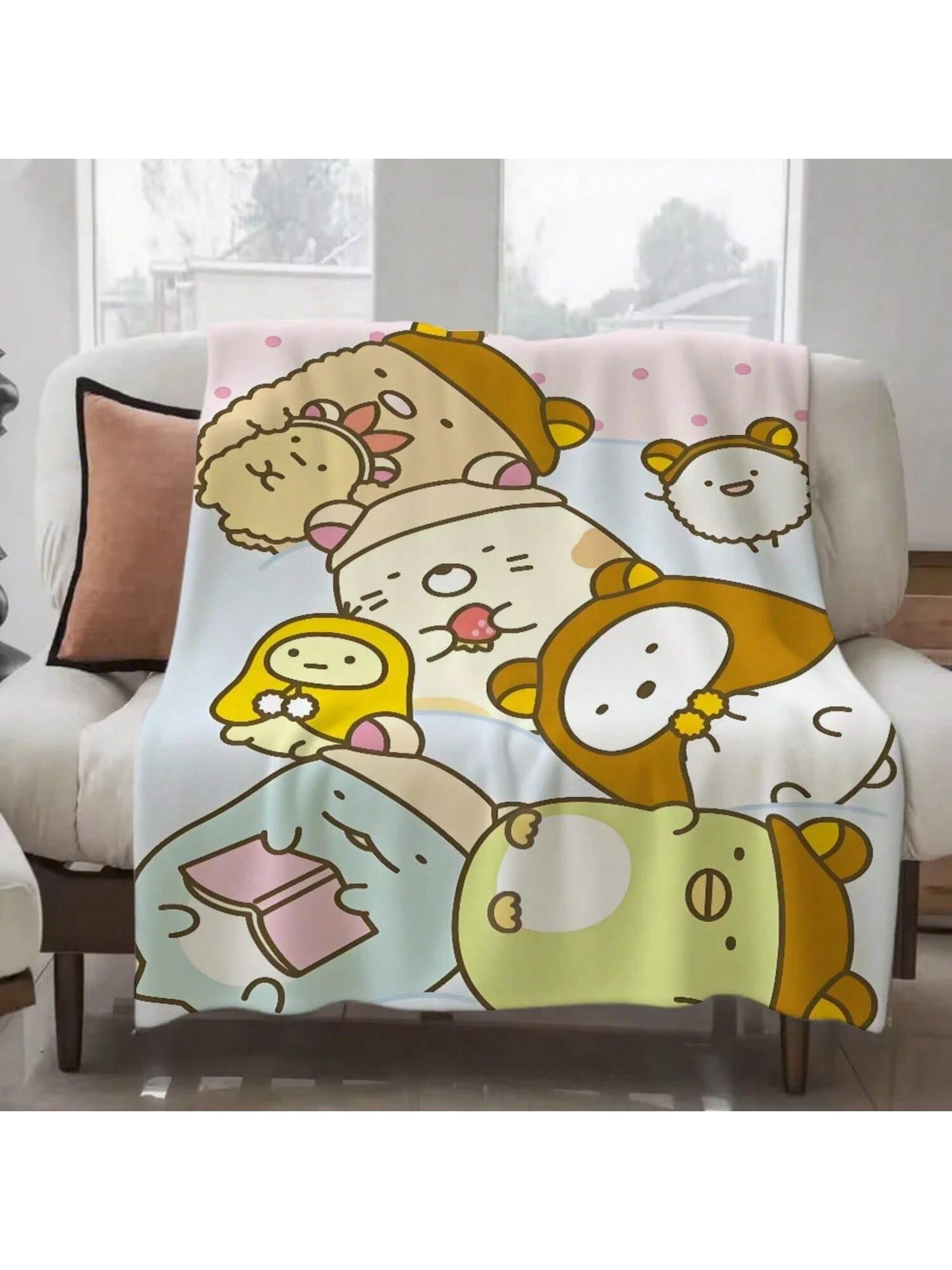 

S-Sumikko G-Gurashi Blanket Design Lightweight Throw Blanket For Dorms, Naps, Living Room, Office,Sofa,All-Season 75X95CM сірий колір