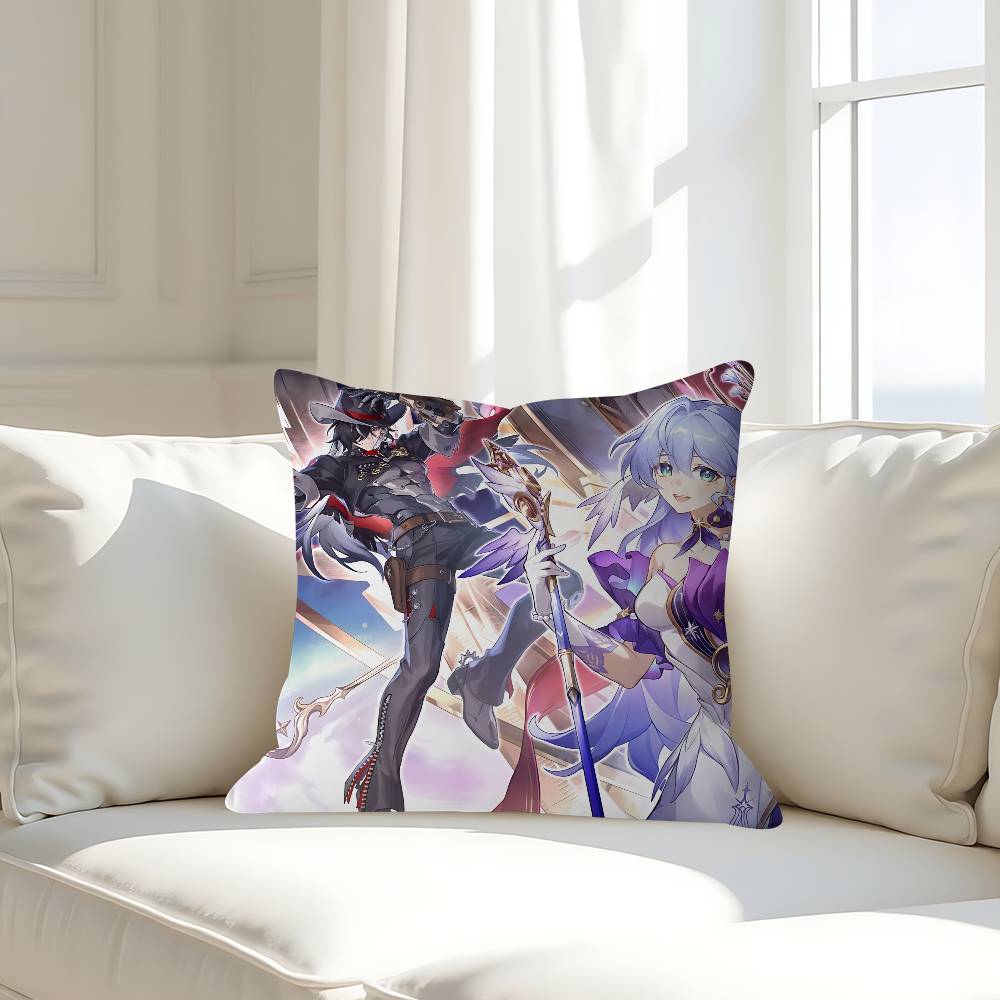 H-Honkai Star Rail Kissenbezug Abnehmbarer Waschbarer Kissenbezug – Ganzjahresweichleinen