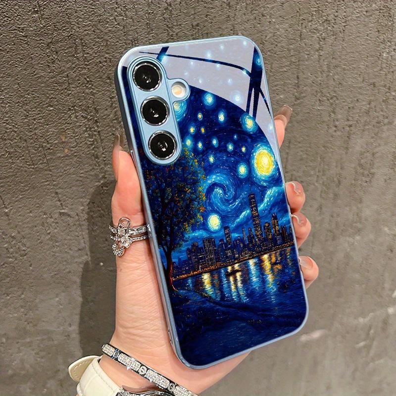 Blue Van Gogh Starry Sky Pattern Glass Phone Case for Samsung Galaxy for S26 S25 S24 S23 S22 S21 and other models